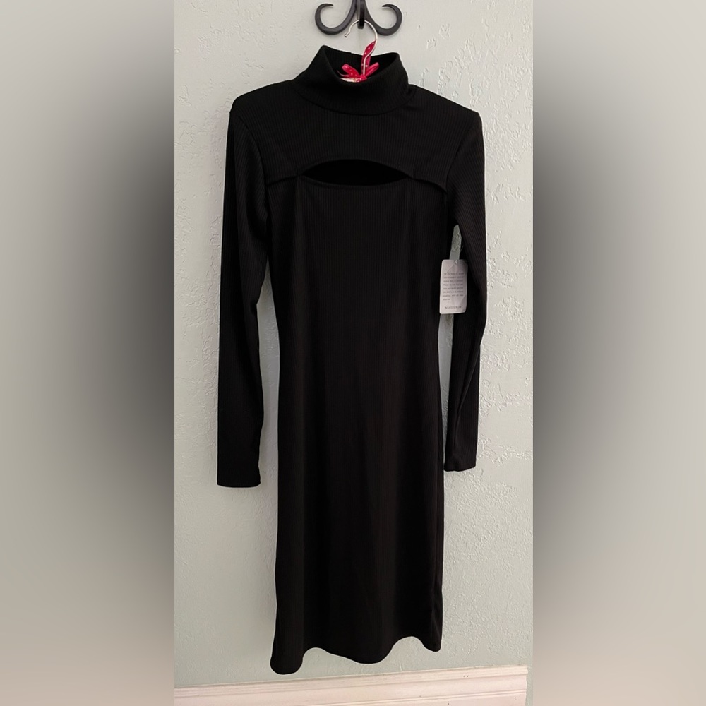 Velvet Torch black ribbed long sleeve dress NWT small